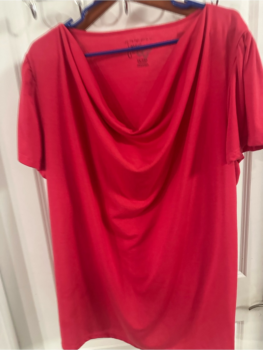 Source Unknown Red Cowl Neck Short Sleeve Top